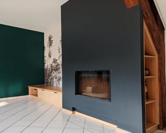 agencement dans salon réalisé par AV Menuiserie