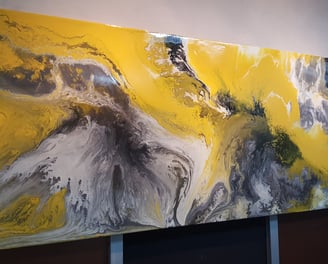 This 3x7 painting, titled "Energy Blossom," has been sold and will not be offered as prints.