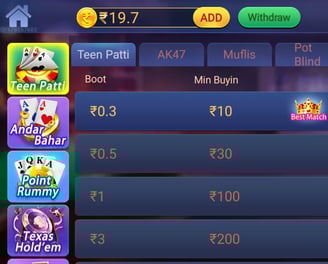 teen patti tables to select in the old version