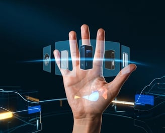 gadgets tecnológicos modernos, incluindo assistente virtual