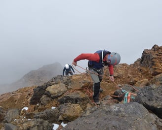 rappelling down from Sincholagua summit