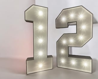 4ft LED light up number hire sussex , kent