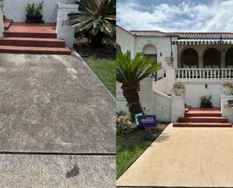Before and After picture of a Front Walkway