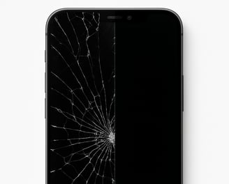 Cracked smartphone screen showing before repair