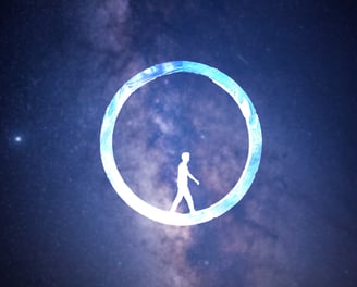 a blue ambient image for  the wheel of karma event