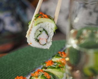 Close up of a sushi roll