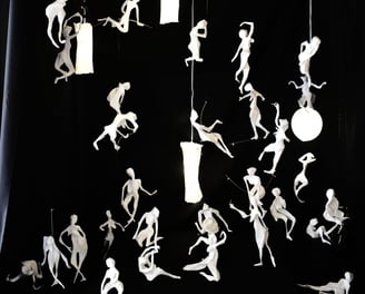 mobiles paper caracters movement sculpture
