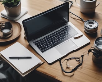 a laptop computer and a cup of coffee on a table