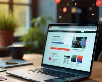 A laptop open with a new website under construction