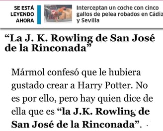 Noticia en periódico sobre libro La Llave de los Cien Cerrojos de Rocío Mármol