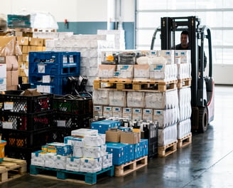 a forklift truck with boxes of Chinese products shipping to Australia