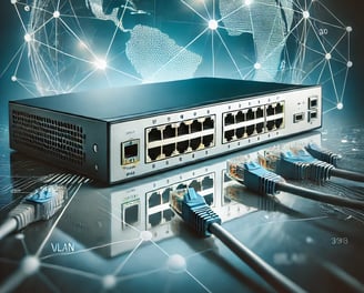 Conectividad global eficiente con VLAN y gestión avanzada de redes interconectadas.