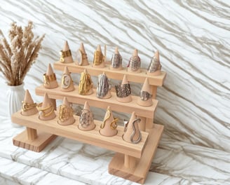 a display of various types of jewelry