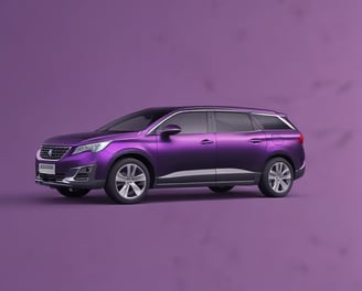 Une voiture violette de type 5008 attendant un lavage à Toulouse