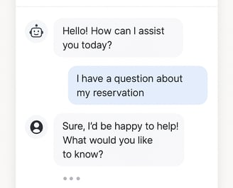 Imagen de una conversación casual con un chatbot para gestionar consultas y reservas