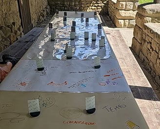 a table with a game on it subbuteo style