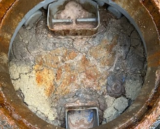 A sewage tank before being emptied in Blackpool