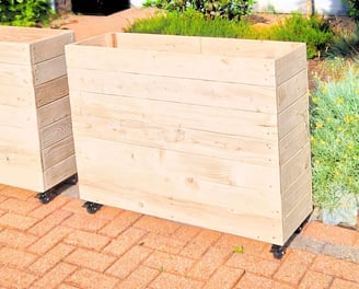 commercial planter restaurant planter on wheels shallow bottom WOODEN OUTDOOR PLANTER GARDEN SOLID WOOD HANDMADE UK LONDON TH