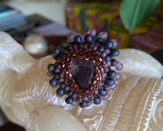 handmade beaded ring with miyuki beads
