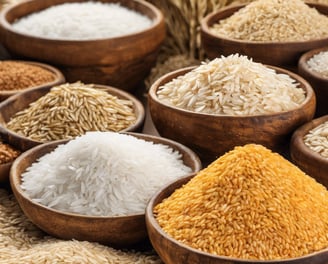 a variety of rice brans