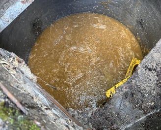 A backed up Septic Tank before Planned Preventative Maintenance being carried out