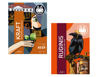 beer label examples, head, hoop, crow designs