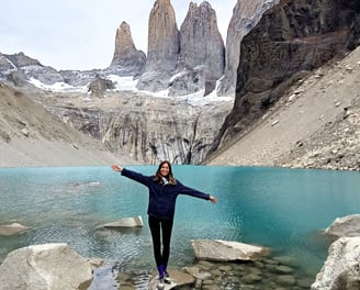 Melissa Baldisserotto a Mirador Base Las Torres, Patagonia