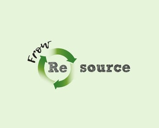 "Resource" logo with a green recycling loop integrated into the typography.