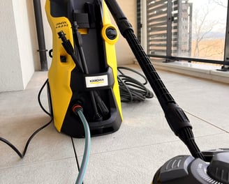 a yellow vacuum cleanerer sitting on the floor