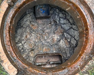 Blocked sewage tank