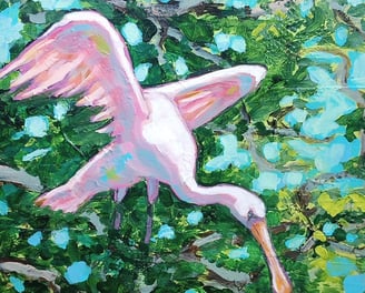 pink bird florida painting