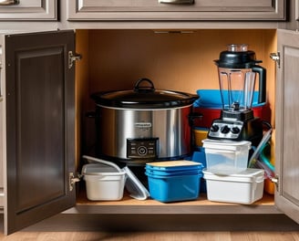 Cluttered cabinet without pull-outs