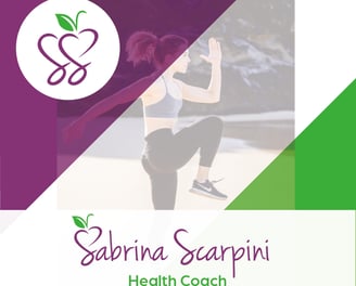 a woman in a sports bra top and a purple and white background with the words