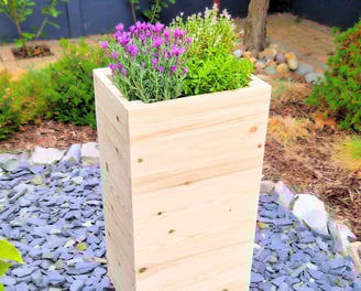 tall wooden planter made from natural wood handmade quality wood  