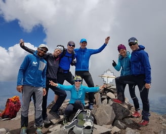 climbers on Corazon summit in Ecuador
