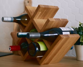 Rustic wooden wine rack handcrafted in Portugal