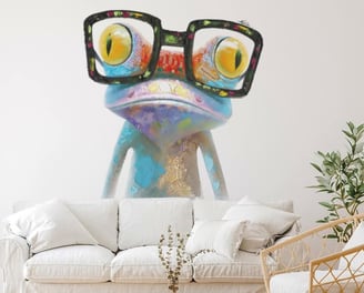 a custom printed frog mural