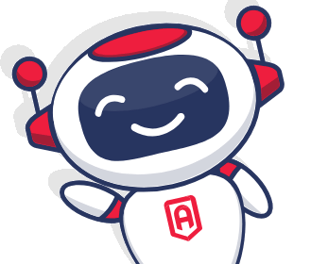 a robot with a red hat and a white shirt