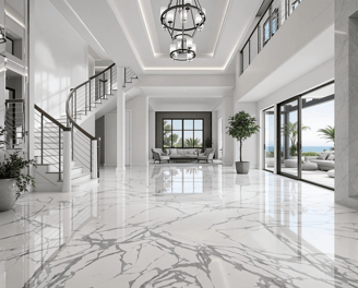 white marble epoxy floor finish in house