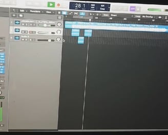 a computer screen showing logic pro running a project