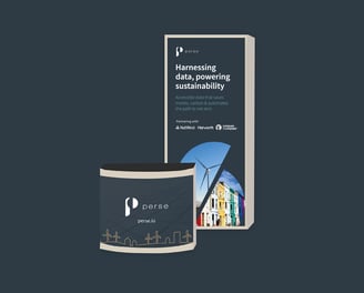 A set of printed conference booth materials featuring a tall back panel and a curved counter.