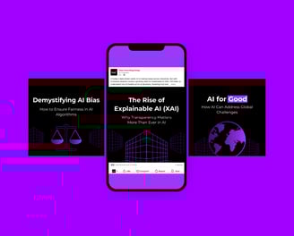 Social media post designs for Time Consulting Group featuring AI-related topics.