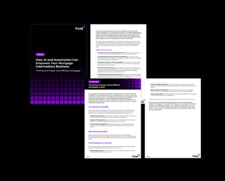 Time Consulting Group eBook design on AI and automation in the mortgage industry.