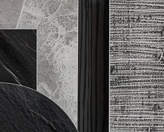 mood board with tile and marble samples