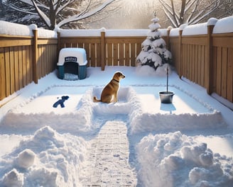 Dog potty area in winter in Kalamazoo and Portage