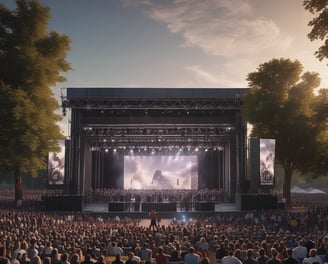 A modern workspace setup featuring a large monitor and a laptop displaying web pages. The desk has a wireless keyboard, a mouse, and a card labeled '#Hashtag Campaign'. The space is clean and organized with a focus on digital content.