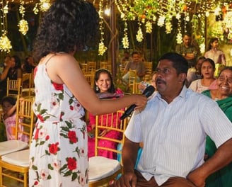  woman asking questions in wedding ceremony