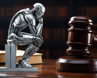 a statue of a man sitting on a desk