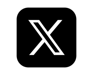 a black and white x logo on a black background
