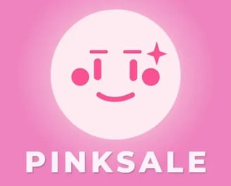 a pink and white smiley face with the words pink sale